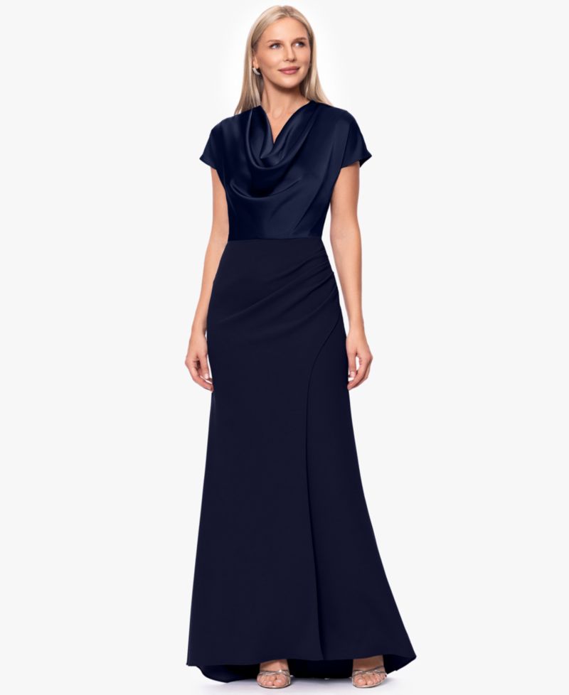 Petite Cowl Neck Long Ball Gown