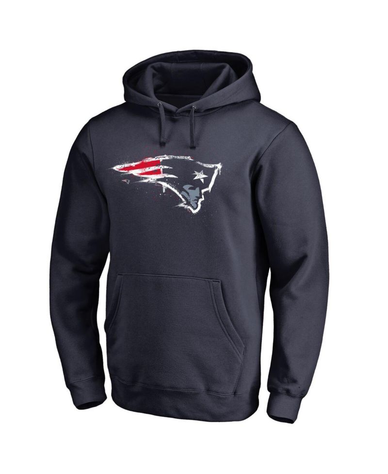 Men's Navy New England Patriots Splatter Logo Pullover Hoodie
