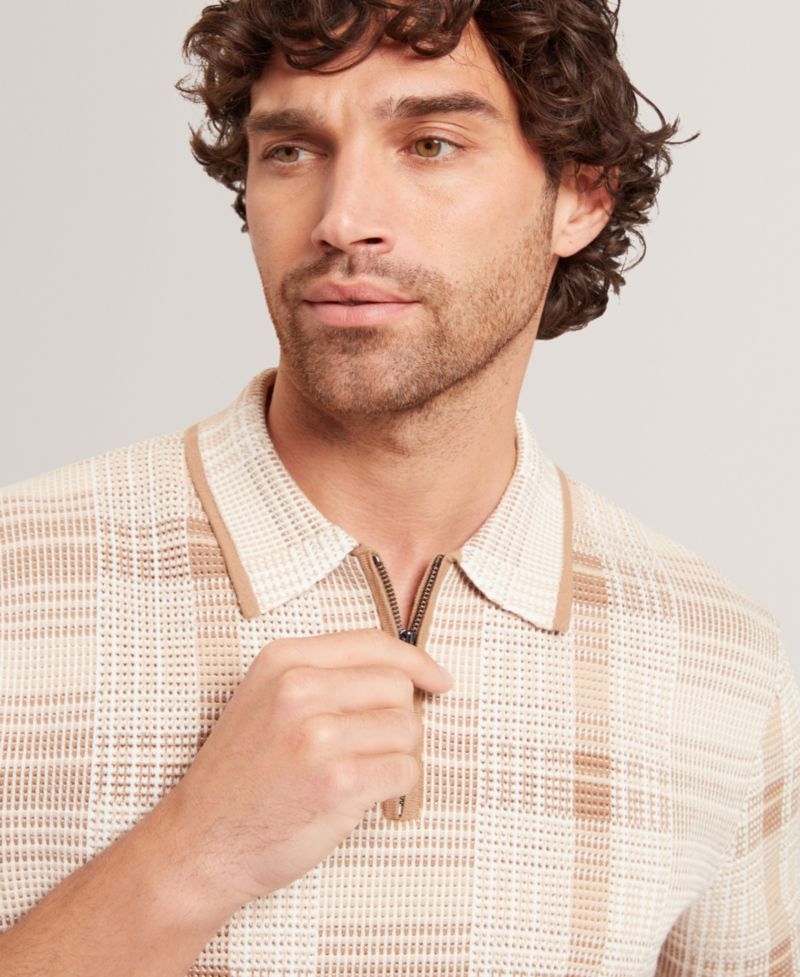 Men's Quarter-Zip Silhouette Short-Sleeve Polo Shirt