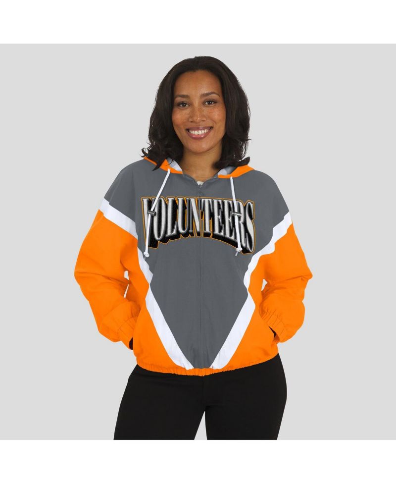 Women's Tennessee Orange/Gray Tennessee Volunteers Color Block Full-Zip Hoodie Windbreaker Jacket
