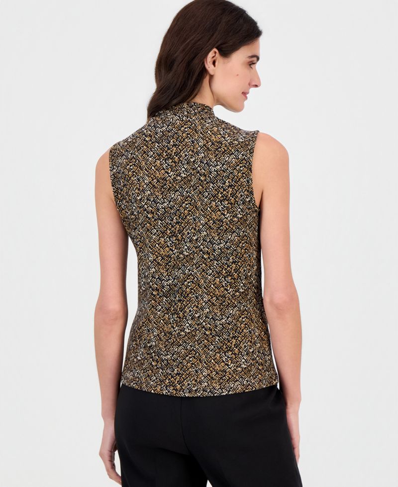 Women's Shirred Surplice Neck Sleeveless Top