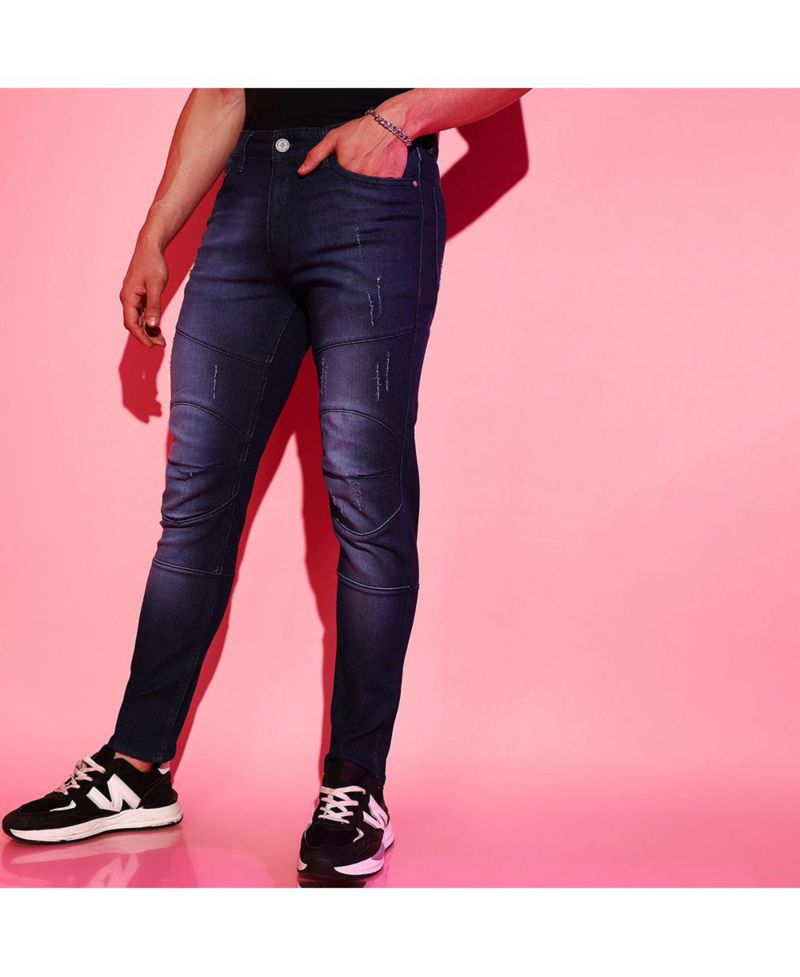 Men's Navy Blue Dark-Wash Denim Jeans