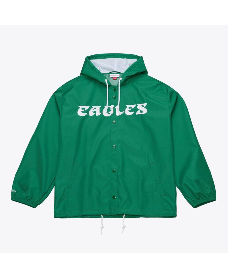 Men's Kelly Green Philadelphia Eagles Coaches Full-Snap Hooded Windbreaker Jacket
