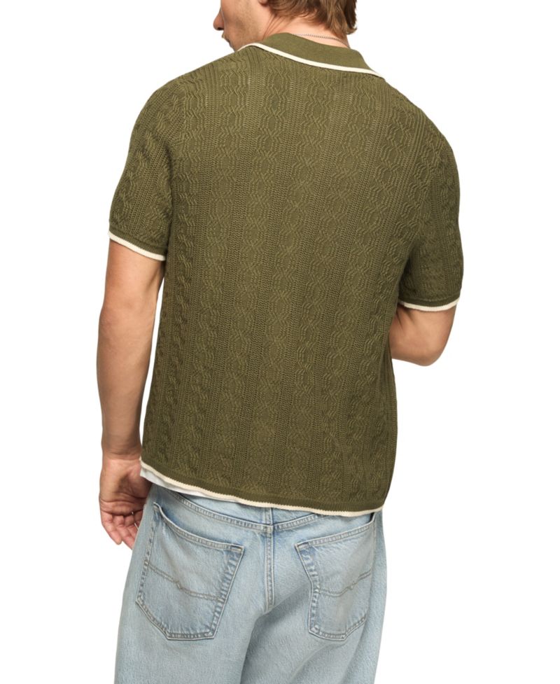 Men's Piping Detail Button-Front Short-Sleeve Shirt