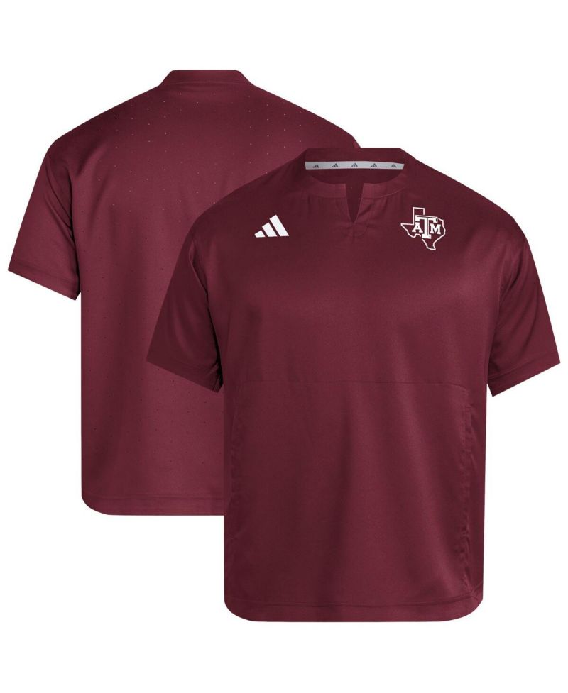 Men's Maroon Texas A&M Aggies Dugout Coaches Adizero Notch Neck Pullover T-Shirt