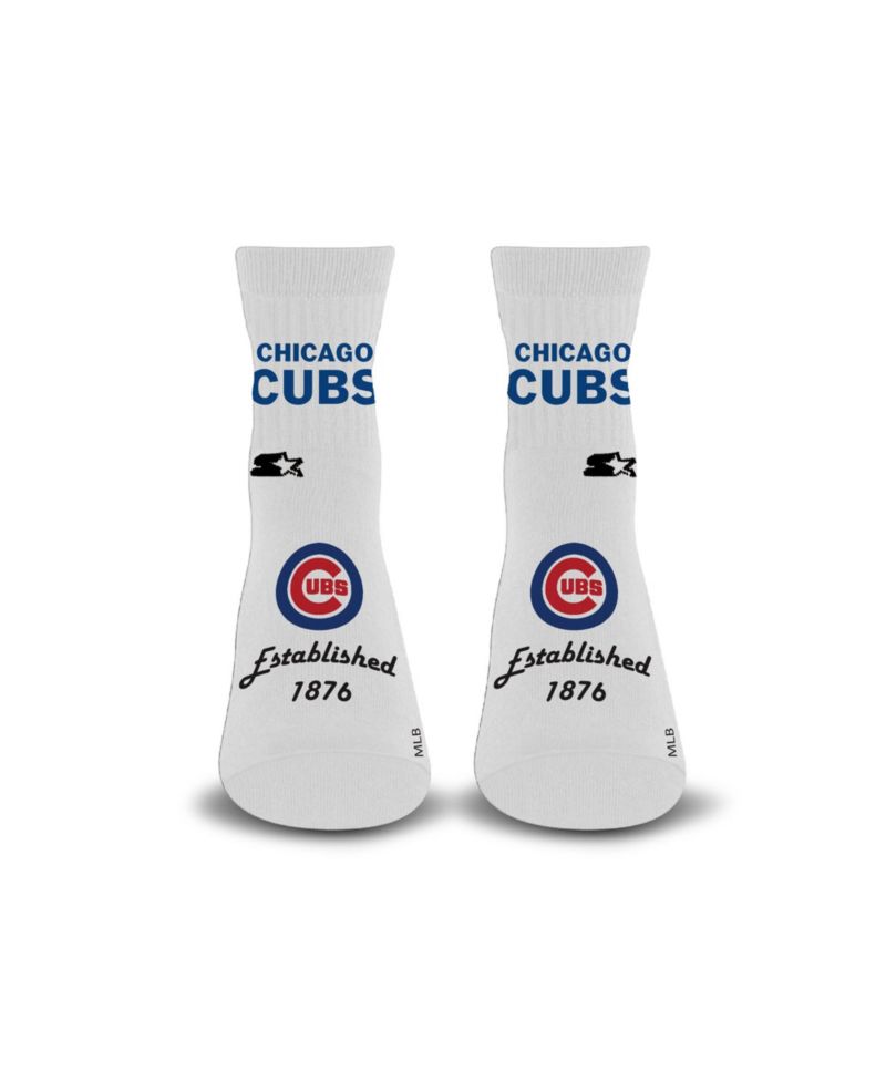 Men's and Women's White Chicago Cubs Established Stencil Quarter Socks