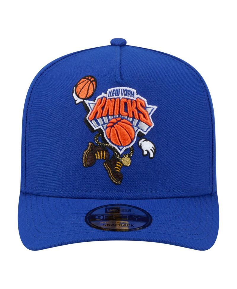 Men's Blue New York Knicks Injection Cartoon Logo A-Frame 9FIFTY Adjustable Hat