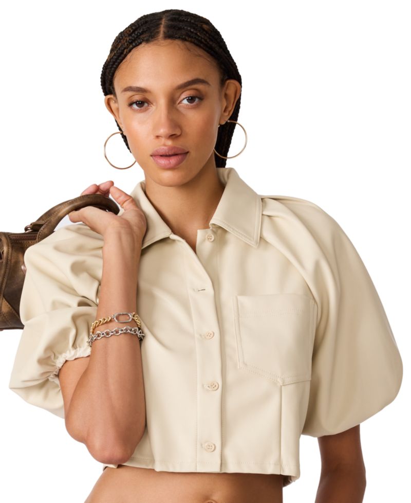 Women's Reece Collared Short-Sleeve Crop Top