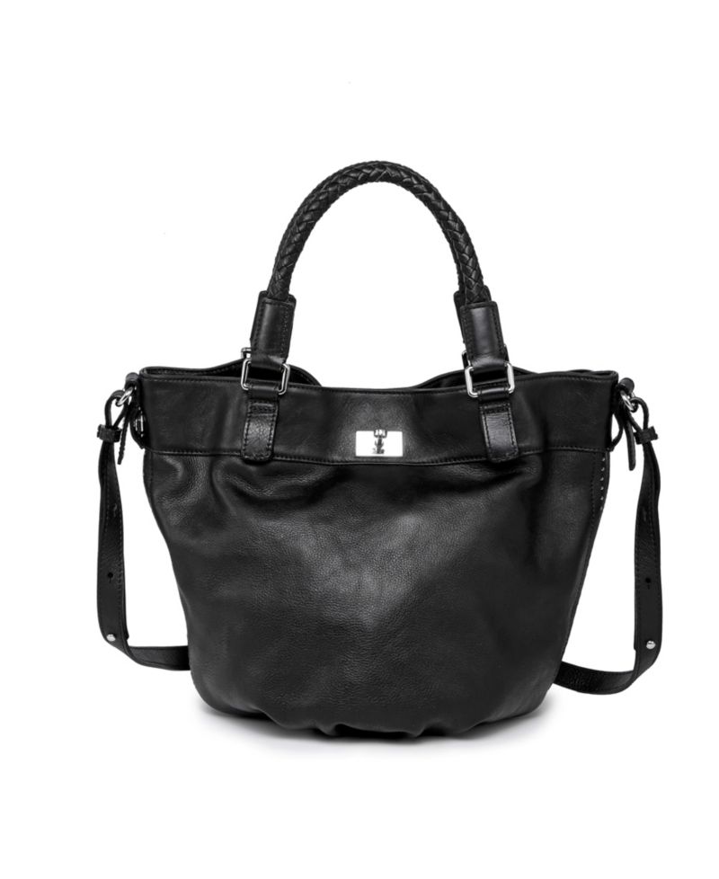 Pumpkin Small Leather Crossbody Bucket Bag