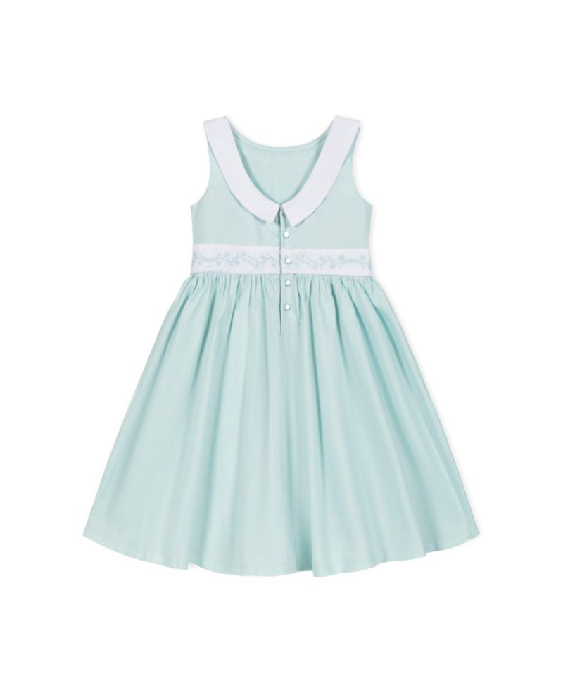 Toddler Girls Hope and Henry Heirloom Round Collar Sateen Party Dress with Embroidered Sash