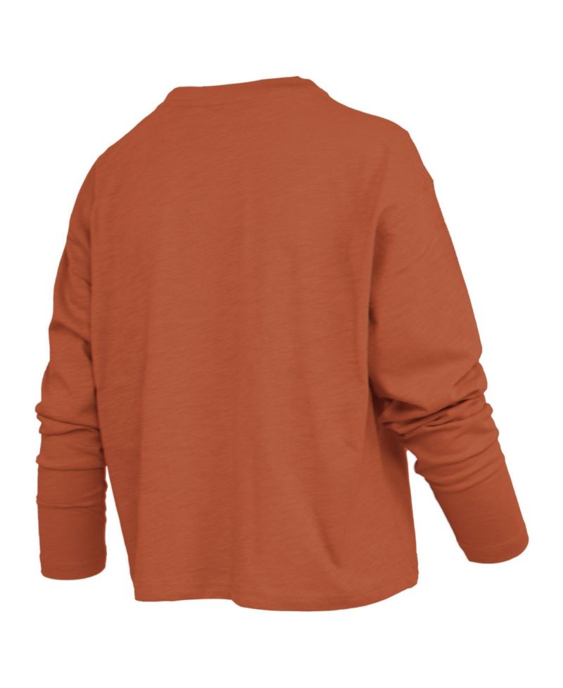 Women's Texas Longhorns Motley Boxy Burnout Waist-Length T-Shirt