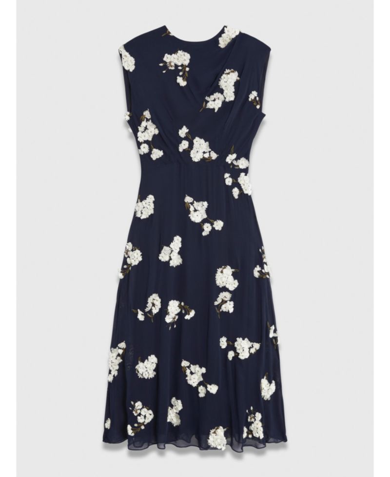 Women's Ischia Floral-Print Embroidered A-Line Midi Dress
