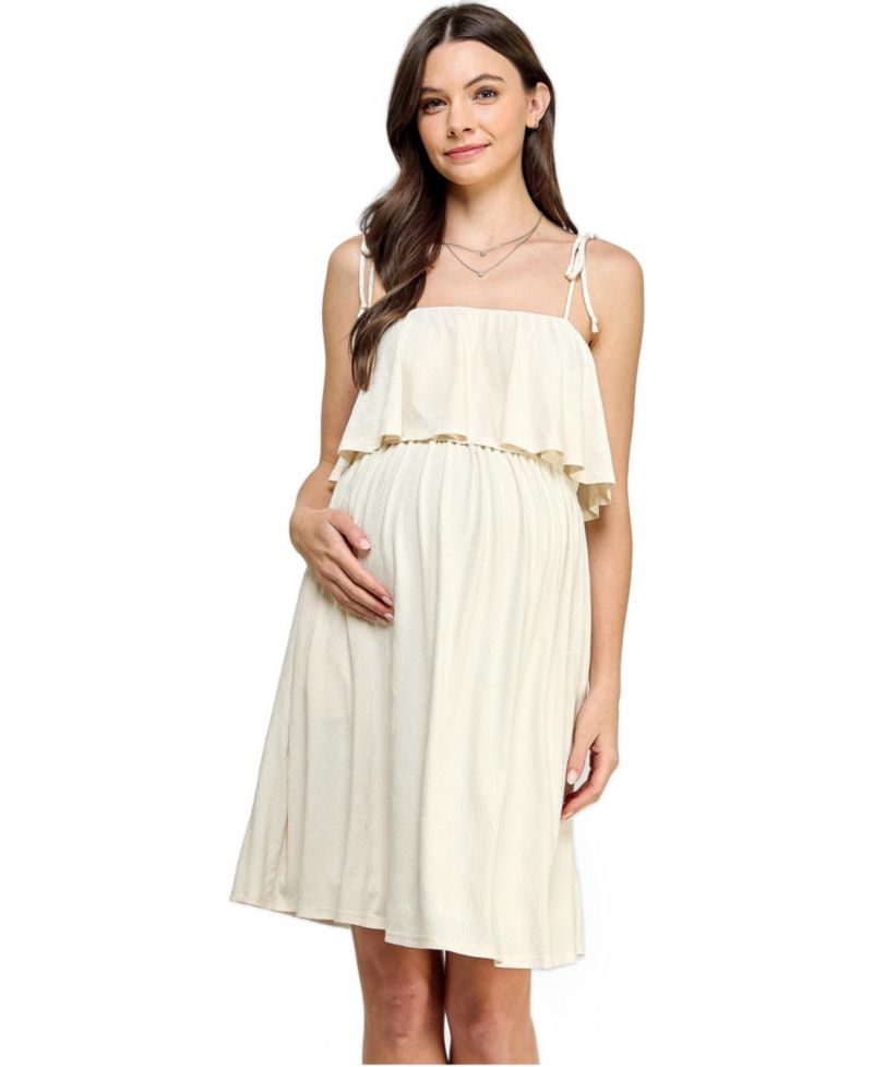 Women's Sleeveless Tie Shoulder Overlay Dress with Pockets