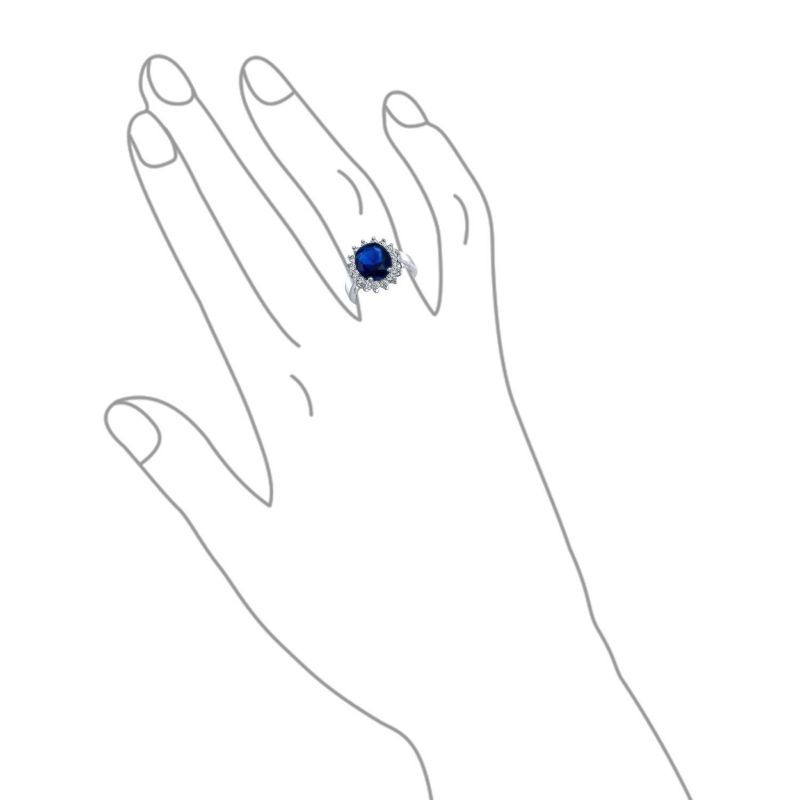 Classic 5CT Crown Halo Sapphire Blue CZ Promise Ring Silver Plated