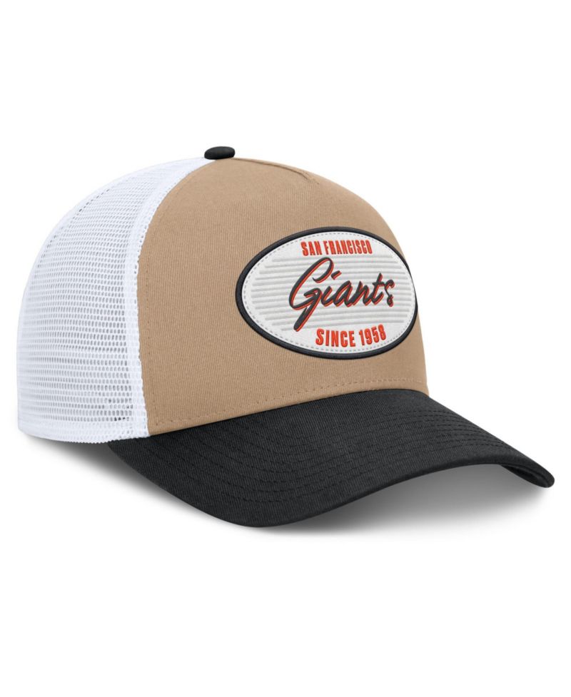 Men's Khaki/Black San Francisco Giants Rise A-Frame Trucker Adjustable Hat