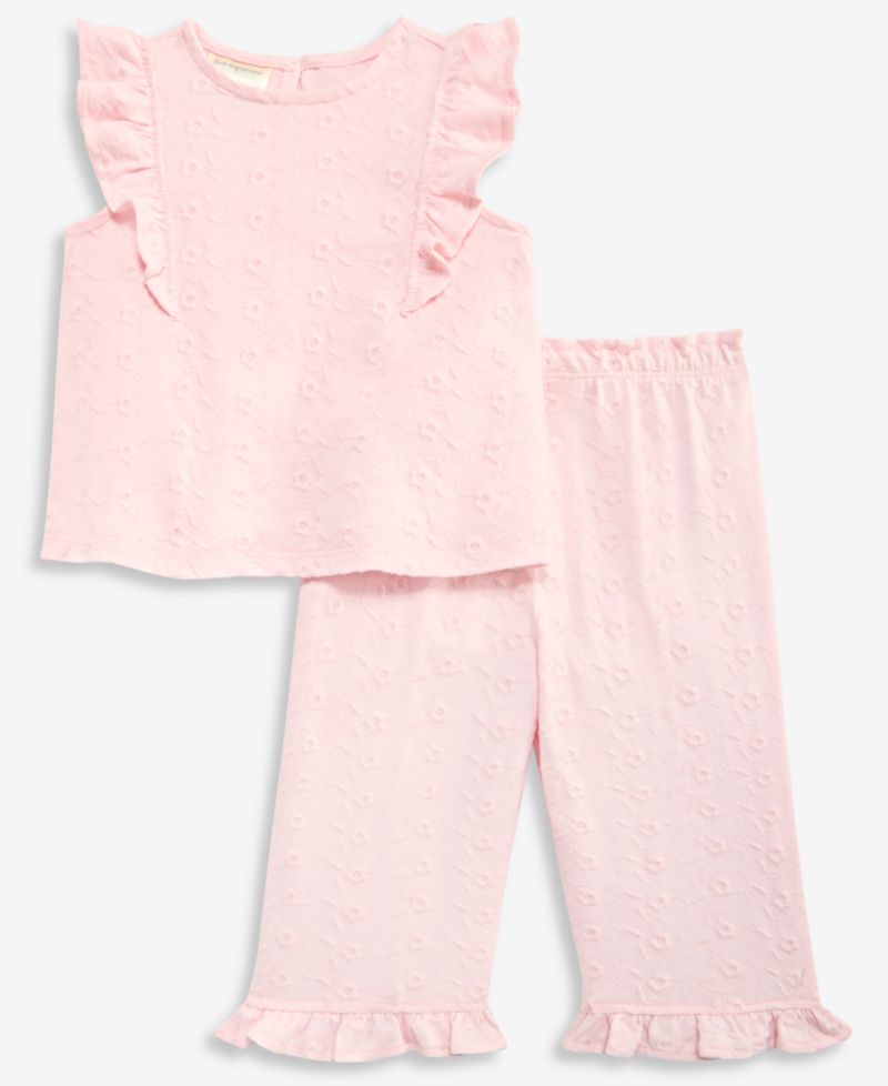 Baby Girls' Embroidered Eyelet Top and Pants, 2-Piece Set