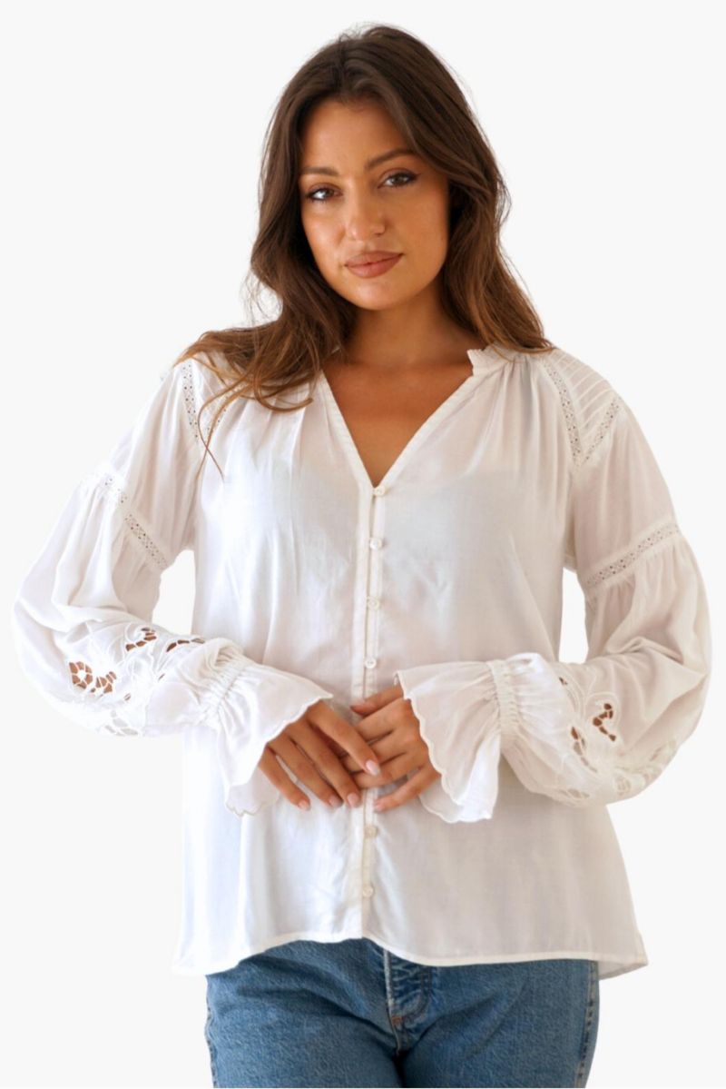 Women's Long Sleeve Embroidered Stevie Blouse