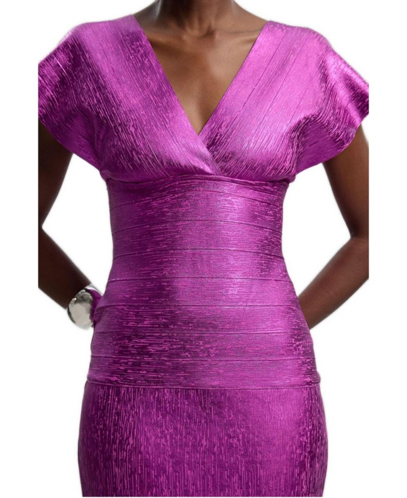 Women's Metallic Angel Sleeve Knit Midi Dress