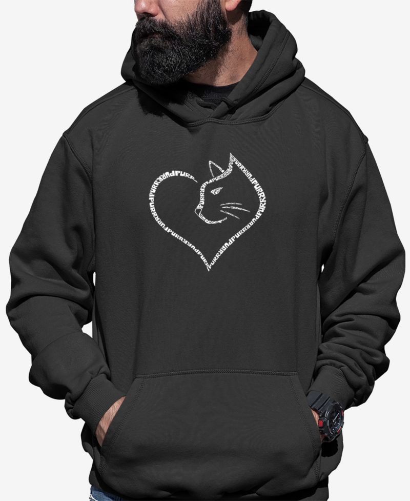 Men's Cat Heart Word Art Hooded Sweatshirt