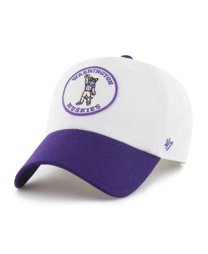 Men's and Women's '47 White/Purple Washington Huskies Pique Patch Clean Up Adjustable Hat