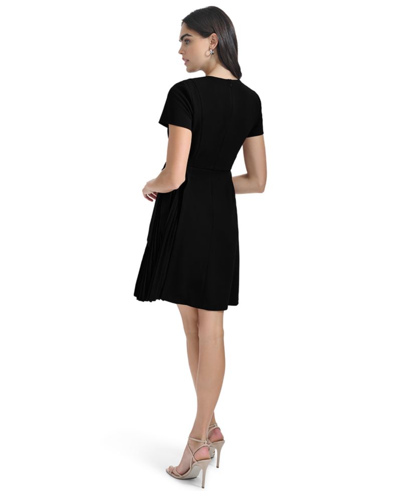 Petite Short-Sleeve Crewneck Fit & Flare Dress