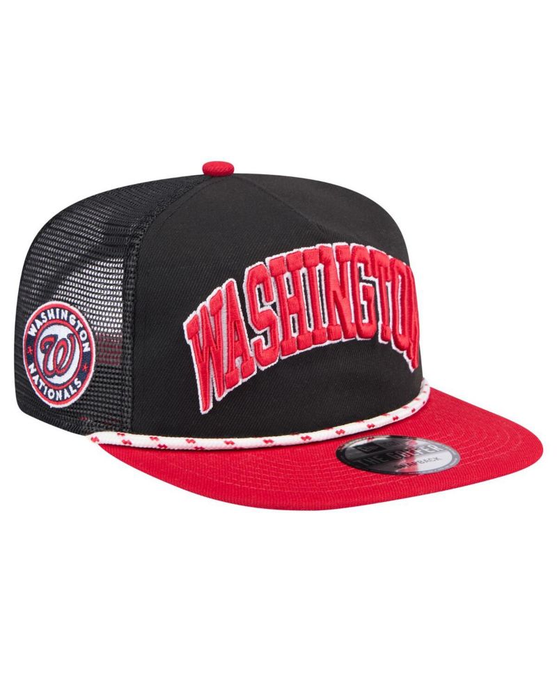 Men's Black Washington Nationals Throwback Meshback Golfer Hat