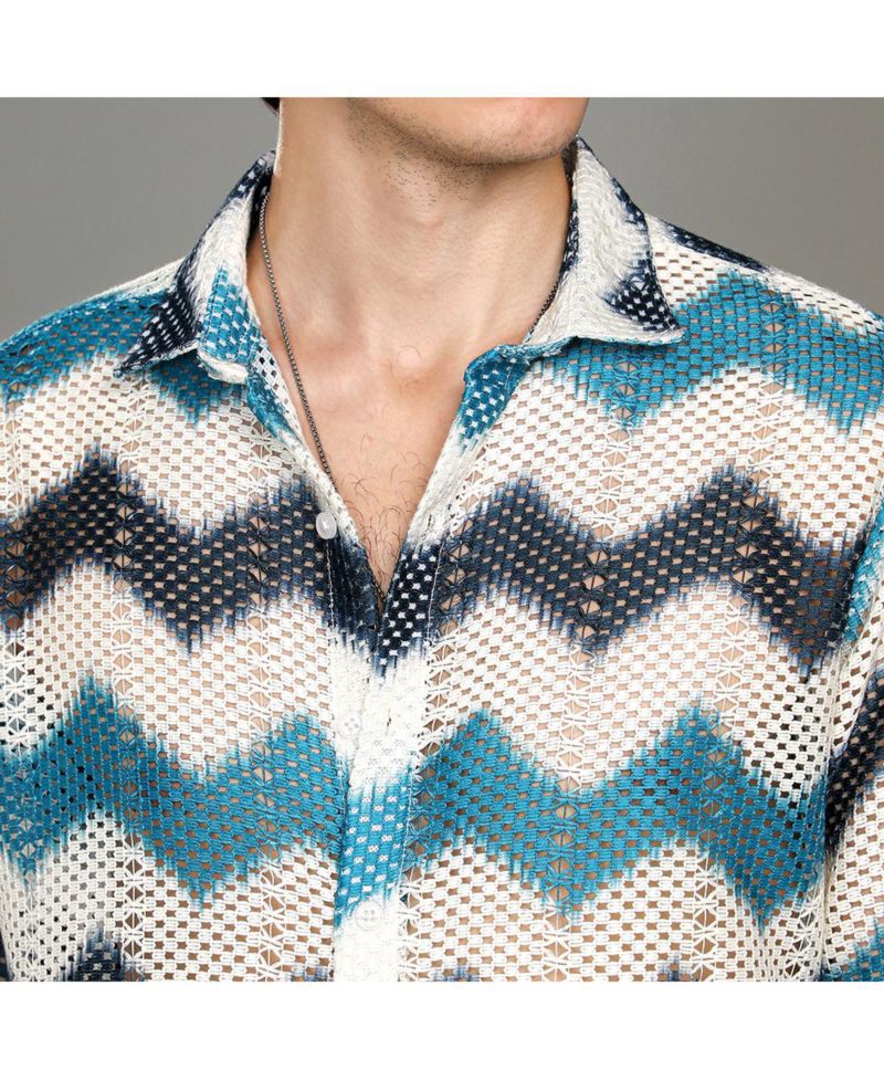 Men's Chevron-Block Knit Shirt