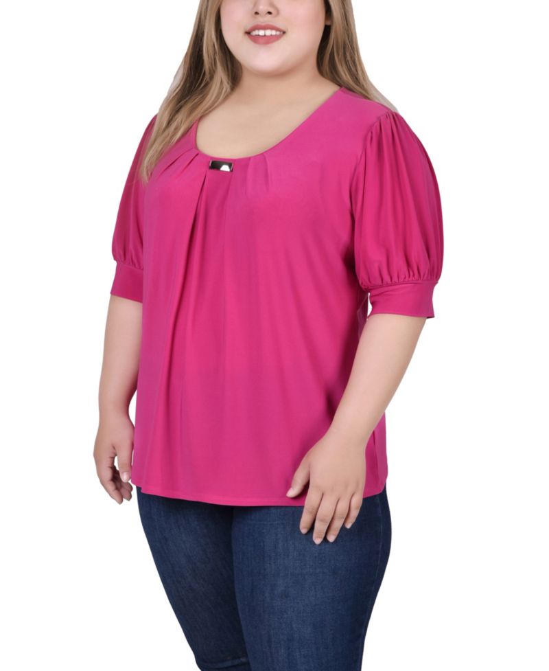 Petite Short Sleeve Balloon Sleeve Top