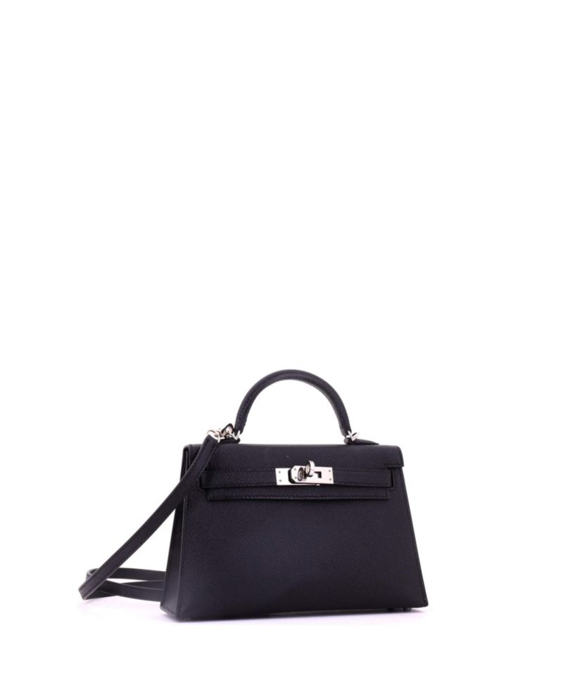 Pre-Owned Hermes Kelly 20 Handbag Black Epsom with Palladium Hardware