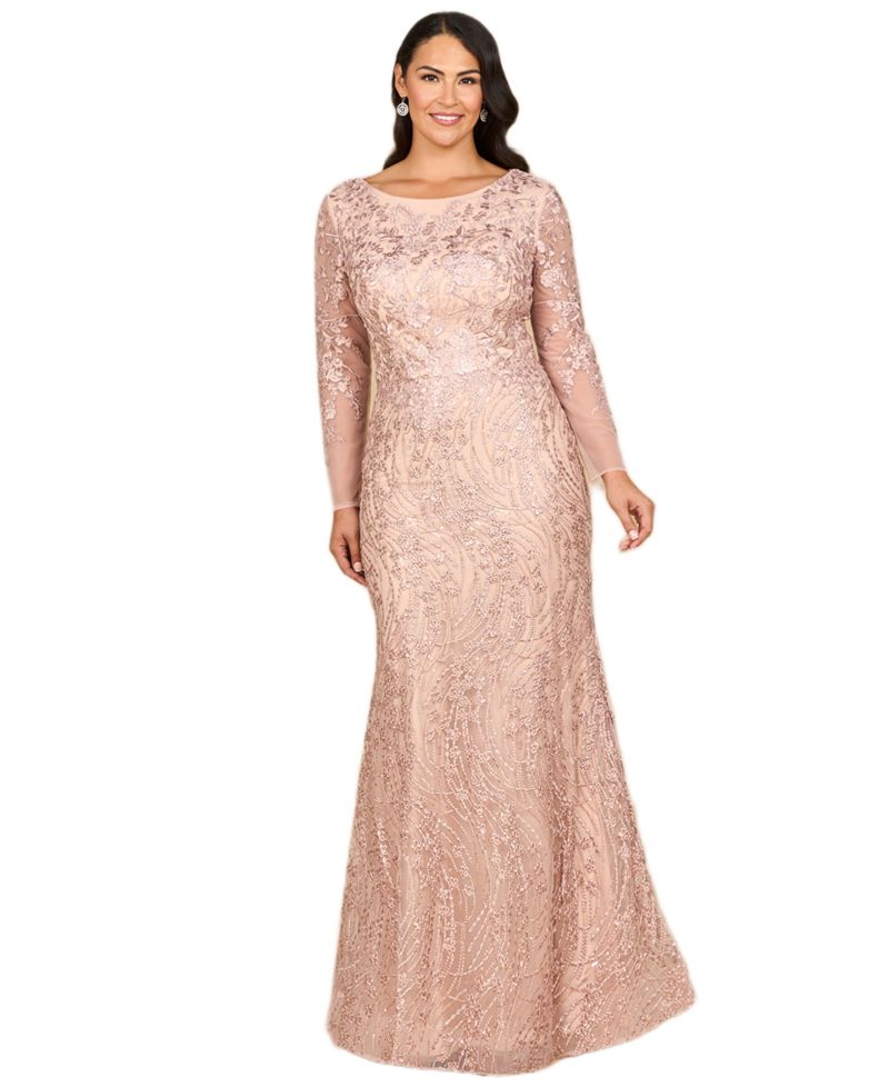 Women's Long Sleeve Gown with Overskirt