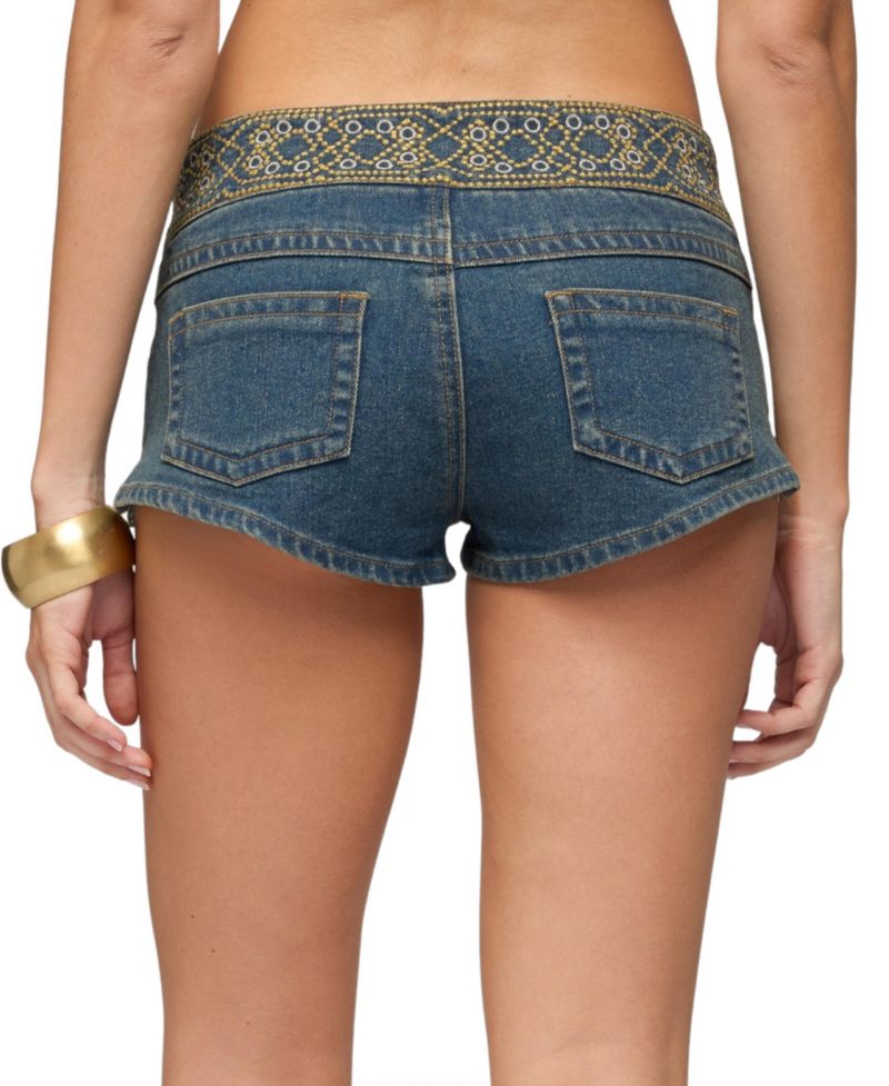 Women's Zera Embroidered Denim Micro Shorts
