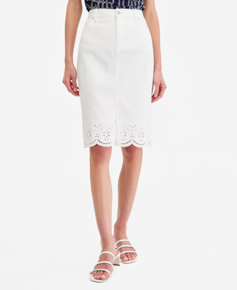 Women's Eyelet Embroidered Pencil Skirt