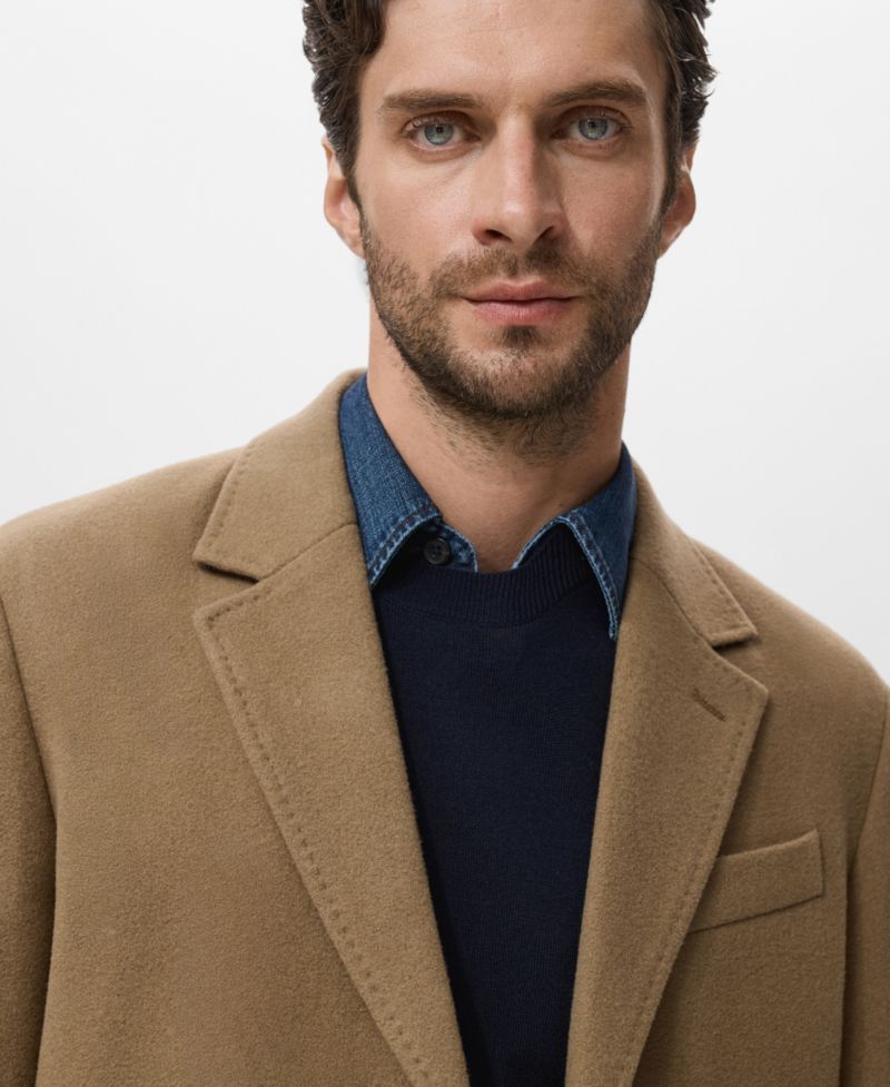 Men's Straight Fit Wool-Blend Overcoat