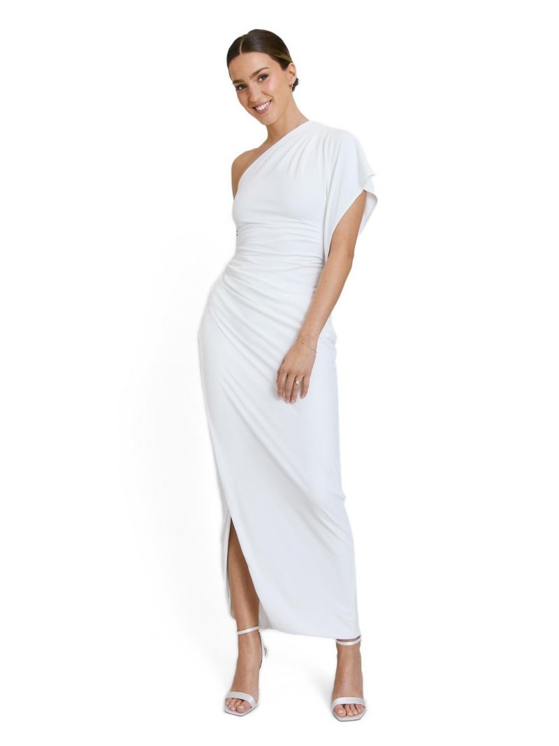 Women's Asymmetric Drape Stretch Occasion Dress
