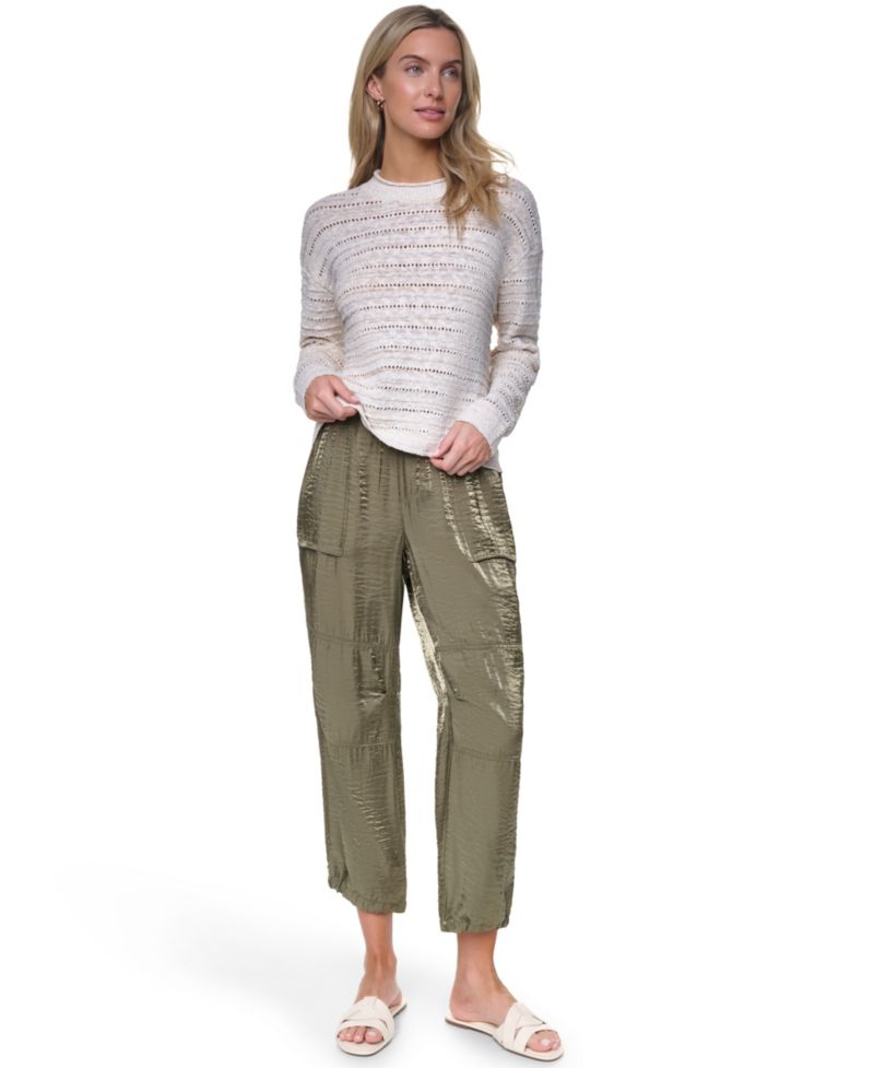 Women's Cotton-Blend Crewneck Drop Shoulder Sweater