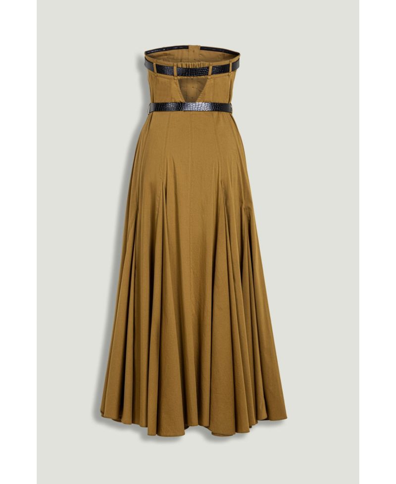 Women's Strapless Double Belted Midi Dress