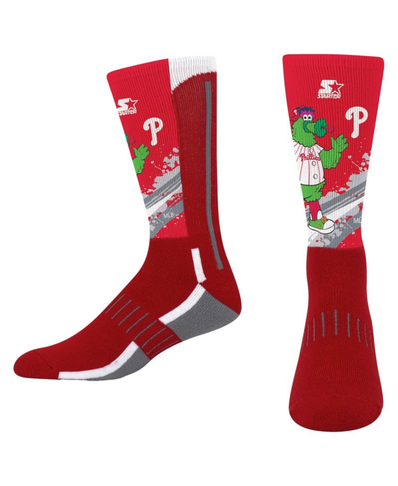 Big Boys and Girls Red Philadelphia Phillies Phenom Mascot Color Splash Crew Socks