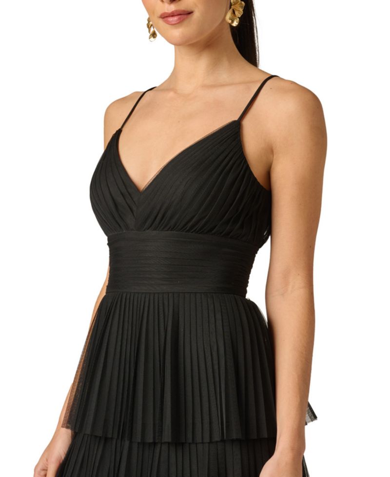 Women's V-Neck Mesh Midi Dress
