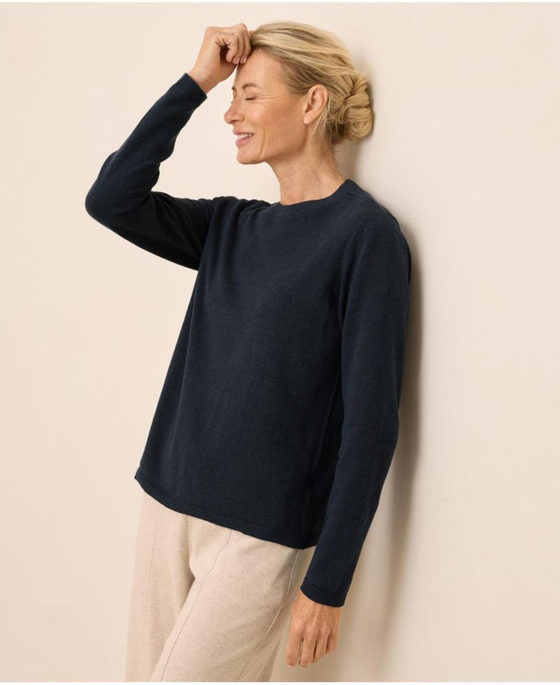 Organic Cotton Classic Fine Knit Crew Sweater