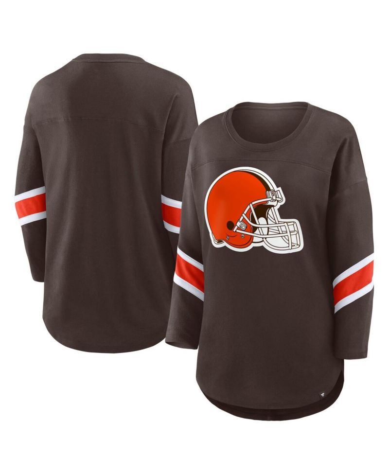 Women's Brown Cleveland Browns Redzone 3/4-Sleeve T-Shirt