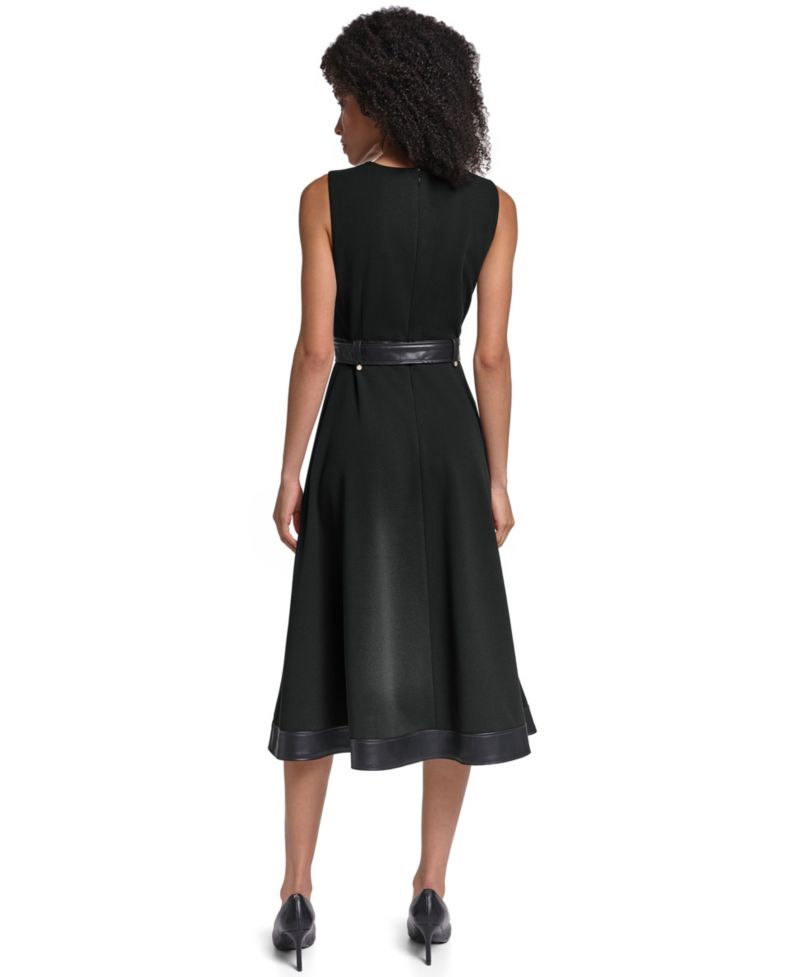 Women's Midi Crewneck Fit & Flare Dress