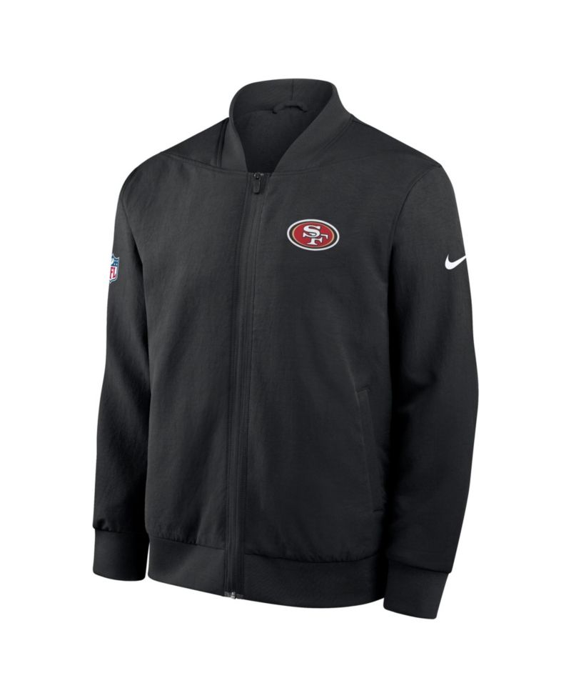 Men's Black San Francisco 49ers Sideline Full-Zip Bomber Jacket