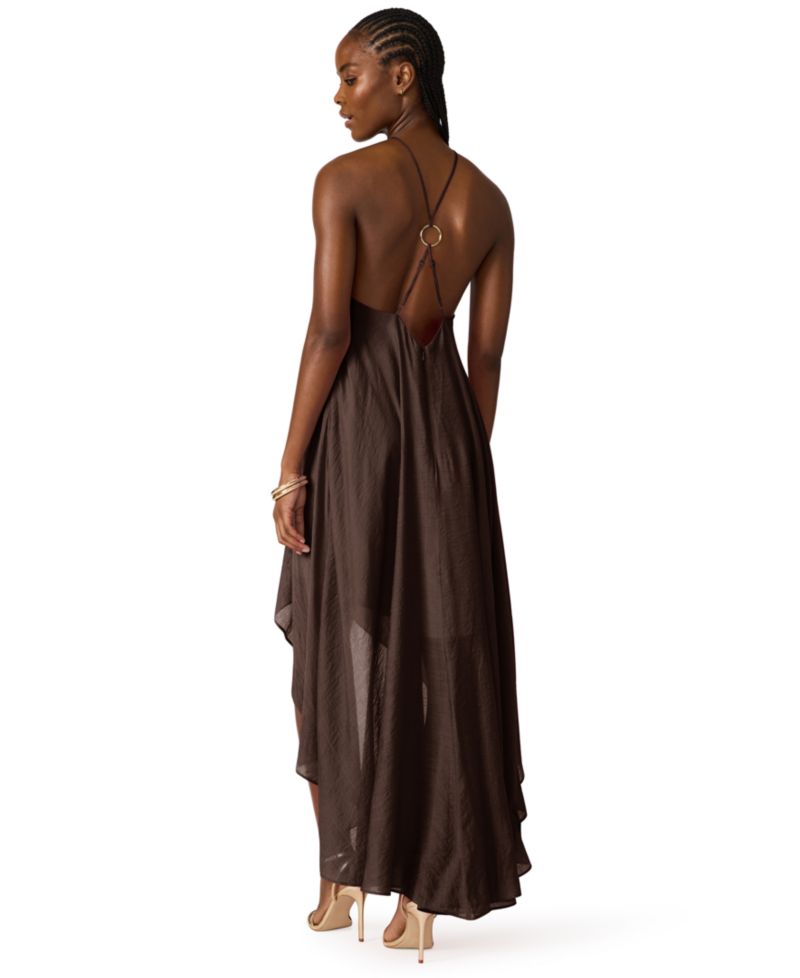 Halter Neck Sleeveless High-Low Asymmetric Dress
