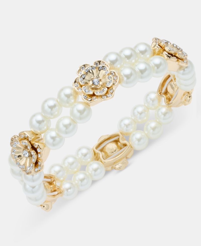 Imitation Pearl Flower Stretch Bracelet