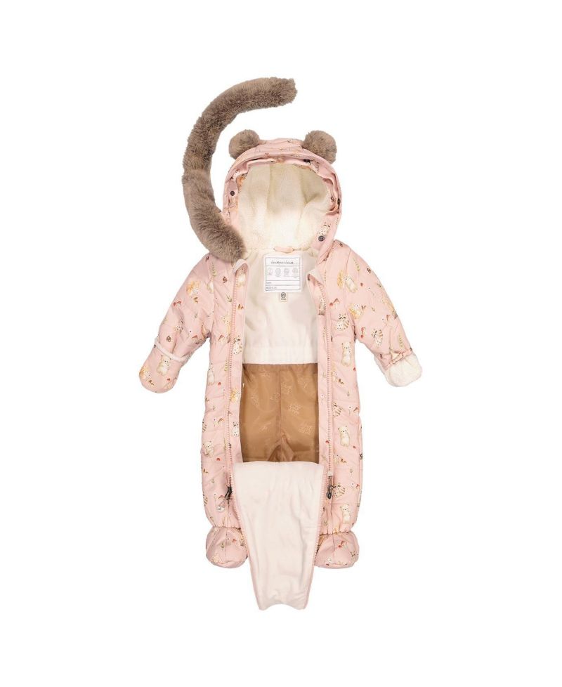 Baby Girls (3m- 18m) One Piece Snowsuit Adapted for Car Seats Animal Print