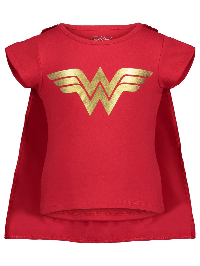 DC Comics Wonder Woman Costume T-Shirt Tulle Skirt Headband and Cape 4 Piece Set