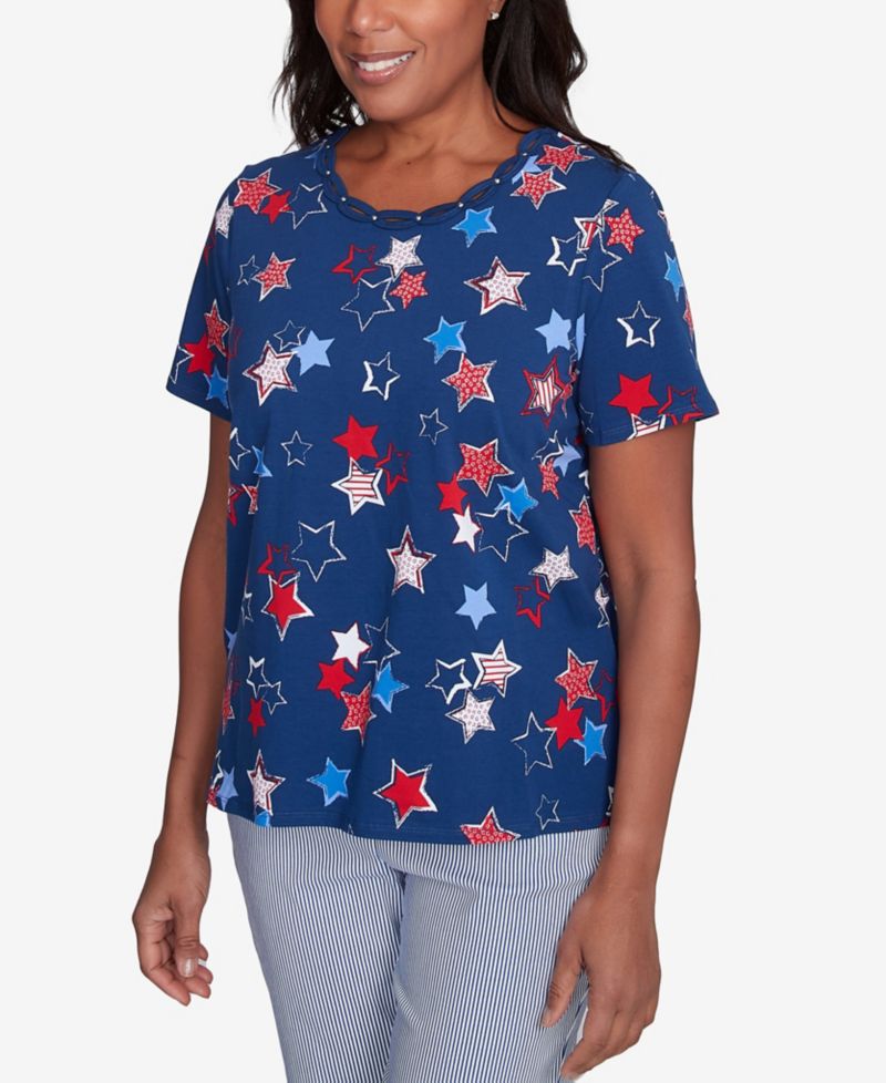 Women's Crew Neck Star Studded Top