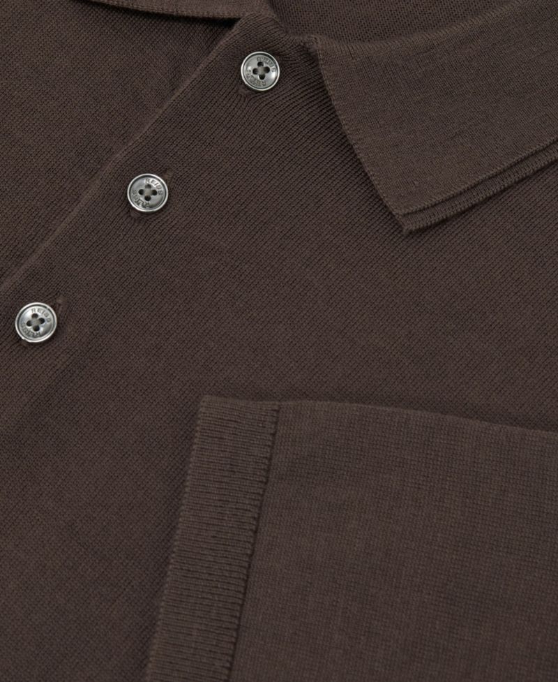 Men's Manor Half Button Merino Wool Polo Shirt