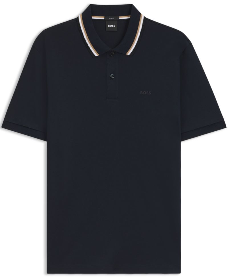 Men's Cotton Slim-Fit Striped Collar Polo Shirt