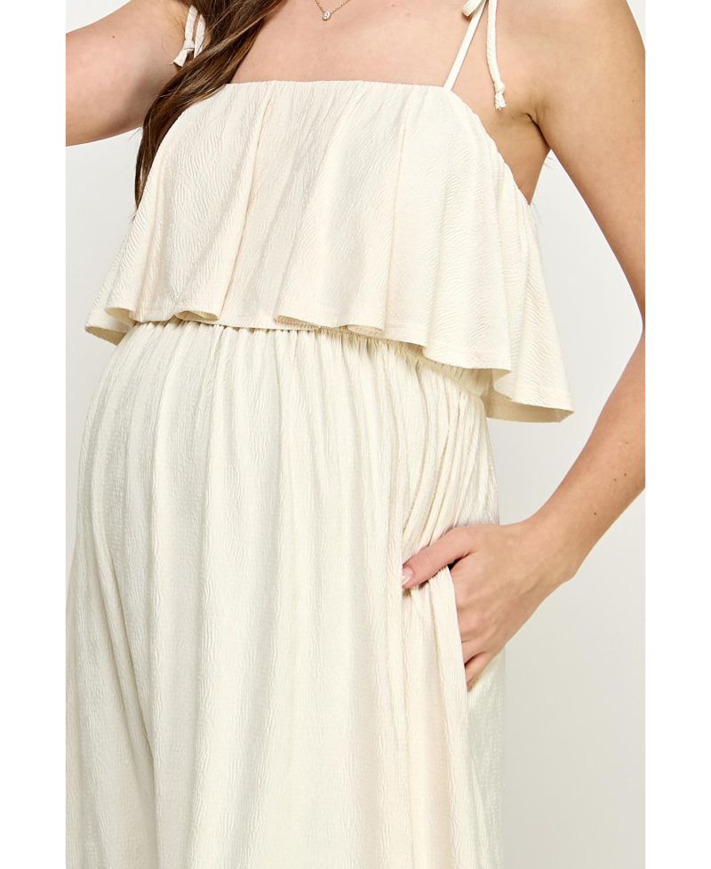 Women's Sleeveless Tie Shoulder Overlay Dress with Pockets